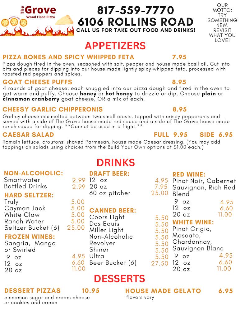 The Grove Wood Fired Pizza Menu image 2