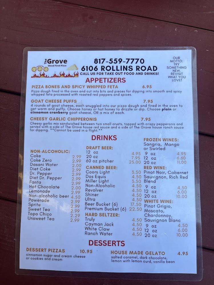 The Grove Wood Fired Pizza Menu image 4